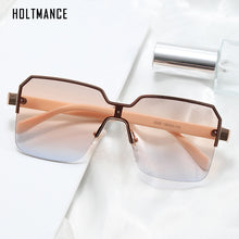 Load image into Gallery viewer, HOLTMANCE Half Frame Wide Edge One Piece Sunglasses for Women  Brand Design Female Metal Square Mirror Sun Glasses
