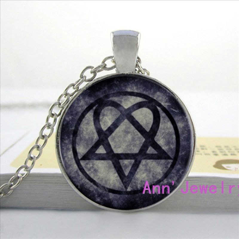 HZ1-089 New Fashion Wholesale Glass Dome rock band HIM jewelry zinc alloy glass retro pendant necklace for rock fans