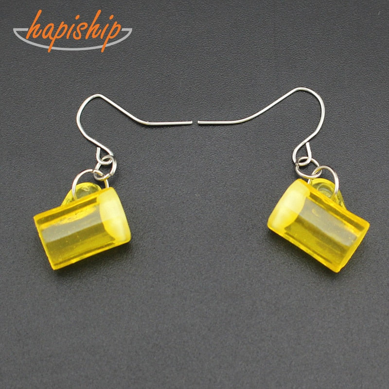 2018 New Women's Fashion Handmade Resin Beer Glass Dangle Earring Personality Party Earring Drop Shipping CN37