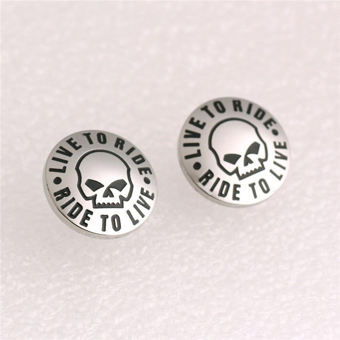 Hot Selling 316L Stainless Steel Ride To Live Biker Skull Girls Earrings