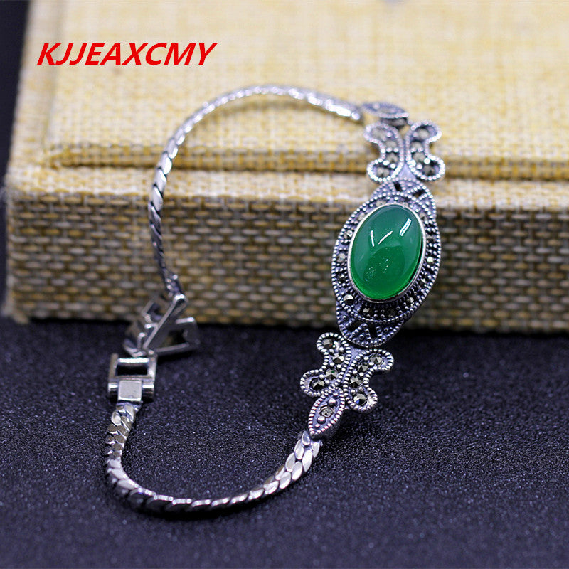 S925 sterling silver jewelry, elegant lady, simple Green Agate Bracelet