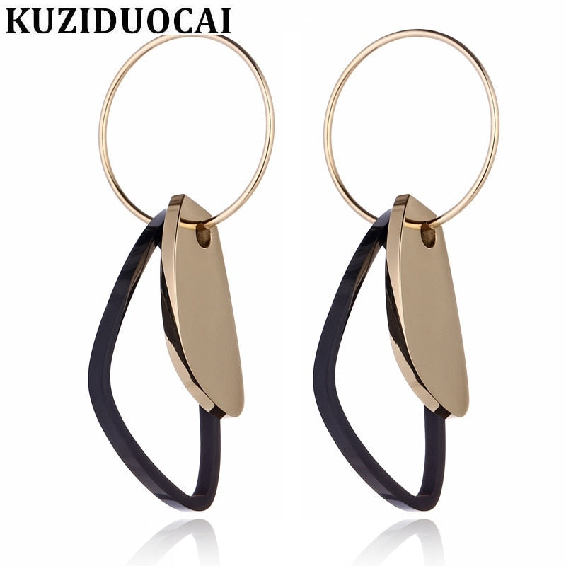 2018 New Fashion Fine Noble Jewelry Pure Metal Modern Titanium Stainless Steel Geometry Stud Earrings For Women E-309
