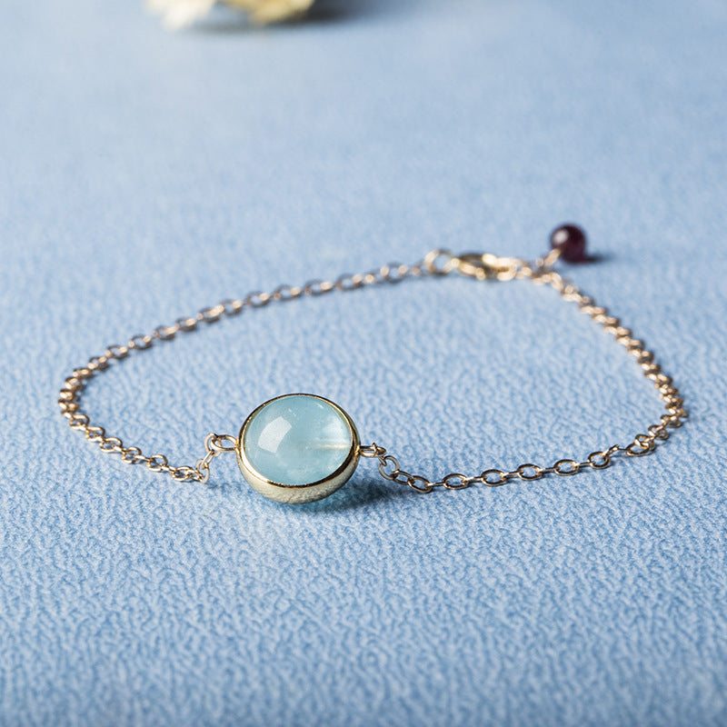 Natural Aquamarine Strawberry Crystal Bracelet Charm Female Bracelet Jewelry Packaging Fine Party Gift Jewelry