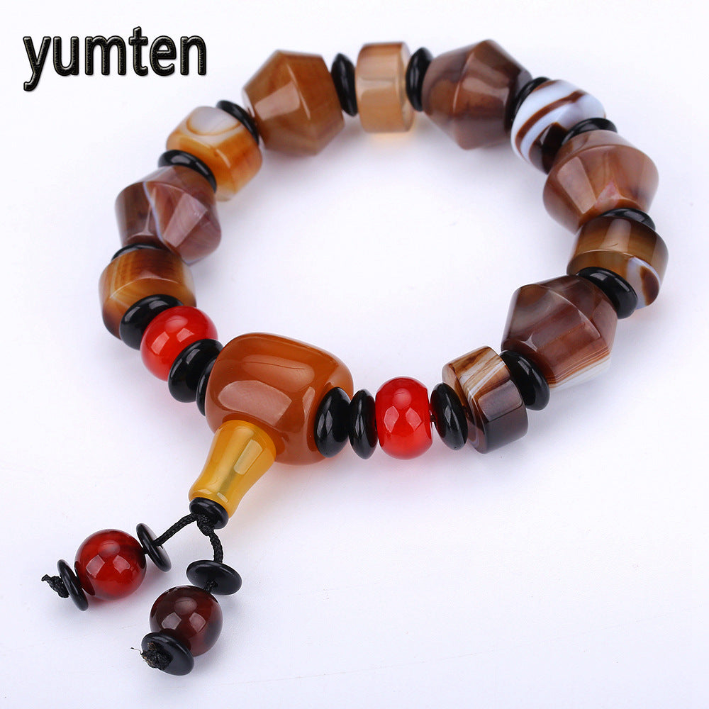 Natural Stone Agate Beaded Bracelet Men Bracelet Power Chakra Healing Bracelet Jewelry Perlen Armband Crystal Quartz Elastic DK