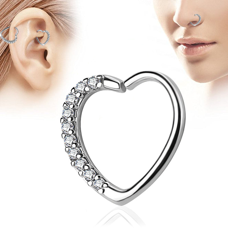 New Fashion Hot Selling A Pair Earrings Beautiful Shiny Heart Stainless Steel Earring Crystal Stud Earrings for Women