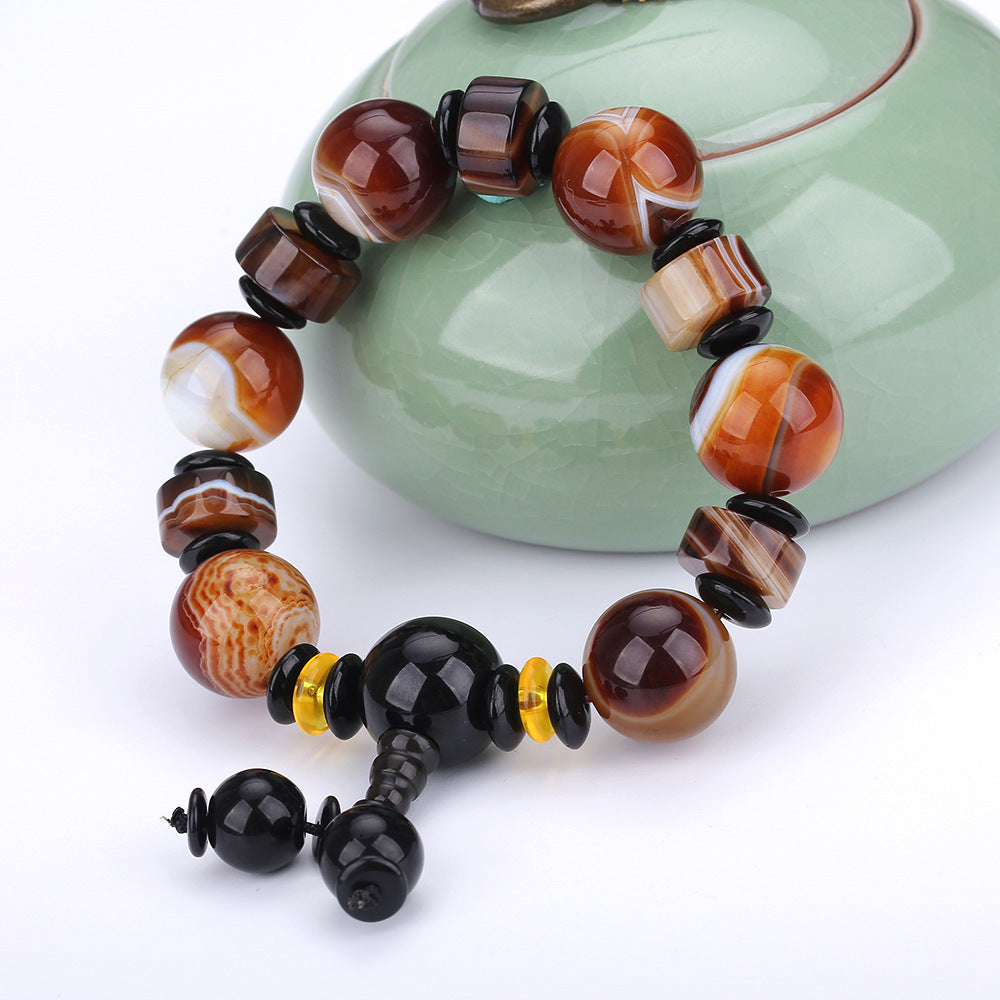 Original Black Agates Stone Beads Bracelets Men Charm Jewelry Female Pulsera Onyx Beads Yoga Bracelets Bangles Pulseira Masculin