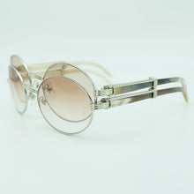 Load image into Gallery viewer, Oval Mottled Buffalo Horn Sunglasses Men Carter Mens Metal Black White Buffs Sun Glasses  Outdoor Driving Shade Eyewear