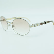 Load image into Gallery viewer, Oval Mottled Buffalo Horn Sunglasses Men Carter Mens Metal Black White Buffs Sun Glasses  Outdoor Driving Shade Eyewear