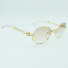 Load image into Gallery viewer, Oval Mottled Buffalo Horn Sunglasses Men Carter Mens Metal Black White Buffs Sun Glasses  Outdoor Driving Shade Eyewear