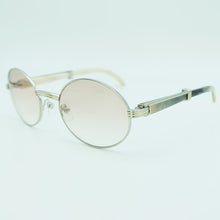 Load image into Gallery viewer, Oval Mottled Buffalo Horn Sunglasses Men Carter Mens Metal Black White Buffs Sun Glasses  Outdoor Driving Shade Eyewear