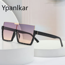 Carica l'immagine nel visualizzatore di Gallery, Occhiali da sole oversize da donna Occhiali da sole quadrati semisenza montatura per uomo 2023 Occhiali da sole con montatura piatta retrò a mezza montatura di marca