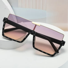 Carica l'immagine nel visualizzatore di Gallery, Occhiali da sole oversize da donna Occhiali da sole quadrati semisenza montatura per uomo 2023 Occhiali da sole con montatura piatta retrò a mezza montatura di marca