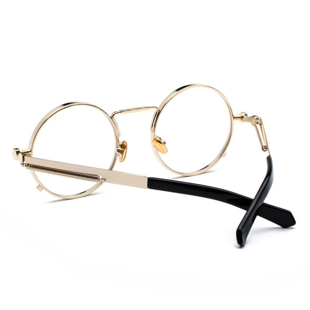 Peekaboo vintage steampunk glasses round men gold retro round circle metal frame eyeglasses frame for women unisex