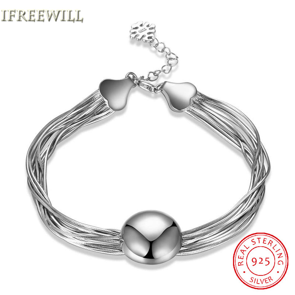 S925 Silver Bracelet Woman Personality Multilayer link chain Round bead European Fashion and fine Ornaments