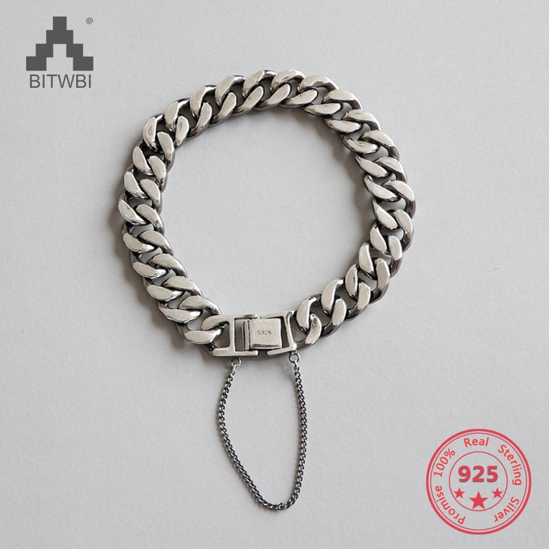 S925 Sterling Silver Fashion Retro Handmade Chain Bracelet