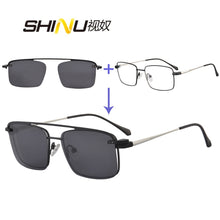 Load image into Gallery viewer, SHINU  polarized sunglasses man clip-on sun-glasses outdoor sports optics frame  Prescription eyeglasses frame clip on two used