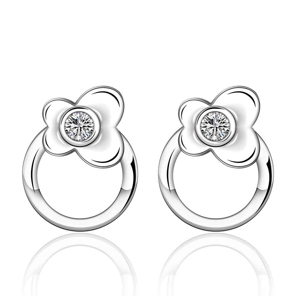 Simple Fashion Style Silver plated circle stud Earrings Jewellery mens 2014,Wholesale&hot sell, SMTE589