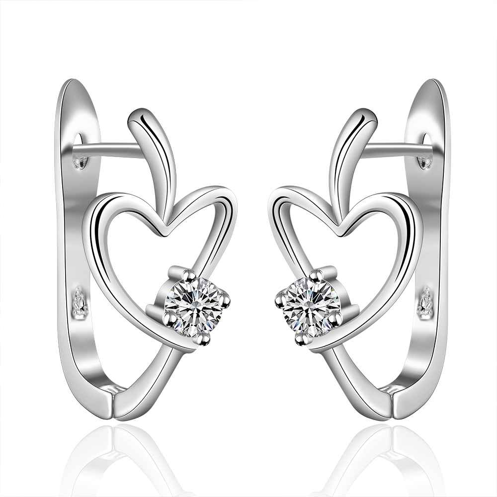 Simple Fashion Style Silver plated heart U stud Earrings Jewellery mens 2014,Wholesale&hot sell, SMTE603