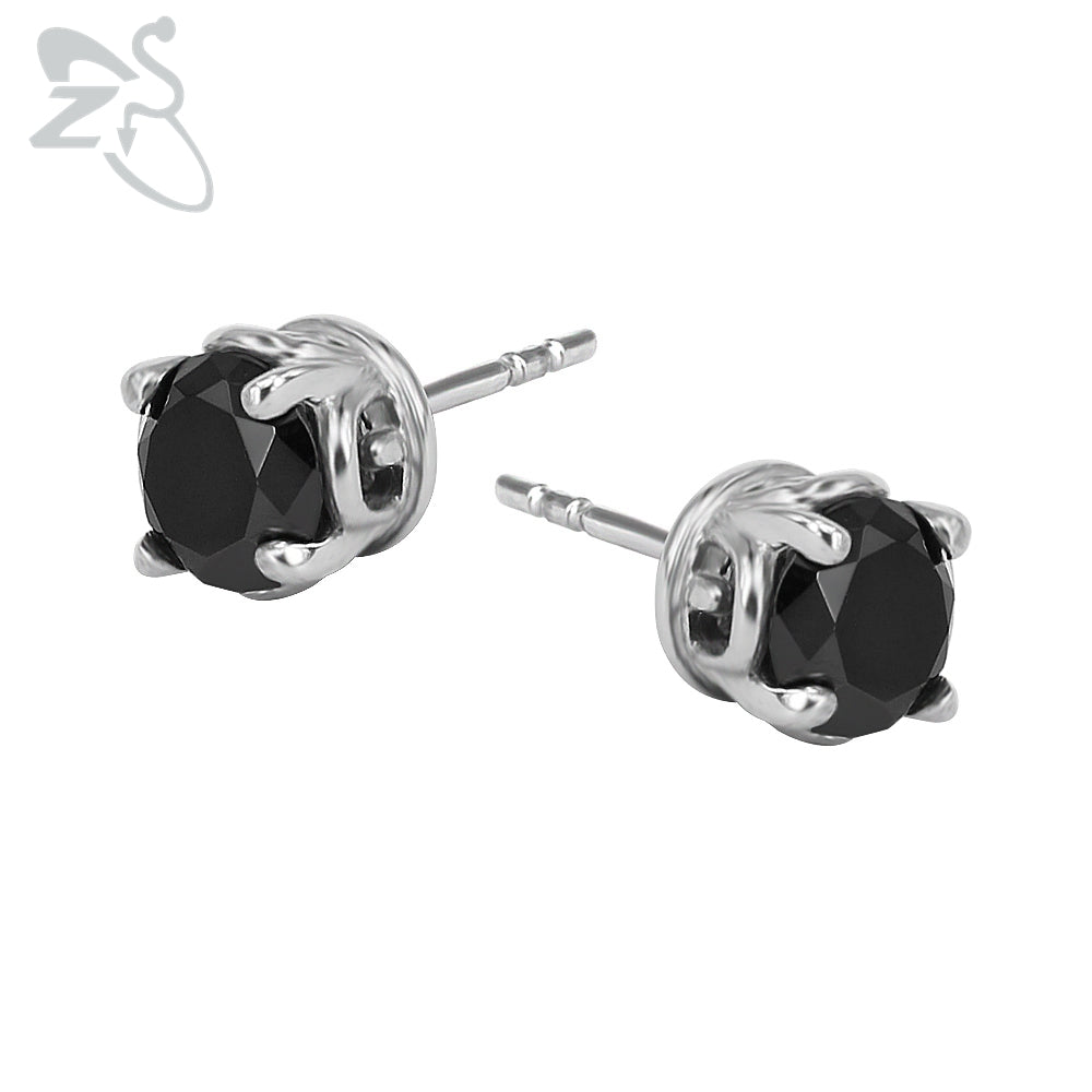 Small Black Stone Ear Stud Punk Cubic Zircon Earrings 316 Stainless Steel Helix Stud Earring Piercing For Women Men Body Jewelry