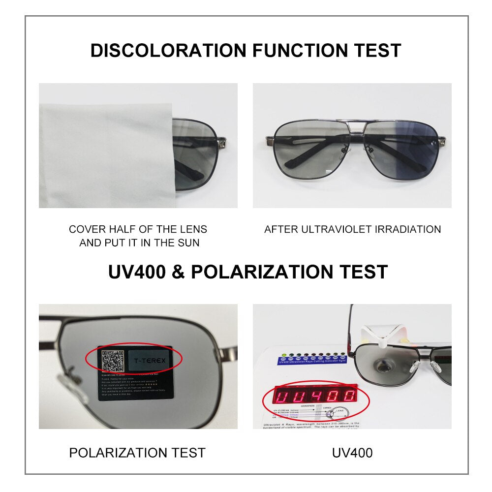 T-TEREX Photochromic Sunglasses Polarized Anti-Glare Lens UV400 Metal –  Cinily