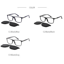 Load image into Gallery viewer, TANGOWO Vintage 2 In 1 Magnet Polarized Sunglasses Men Square Eyeglass Frame Clip on Optical Myopia Prescription Glasses T6213