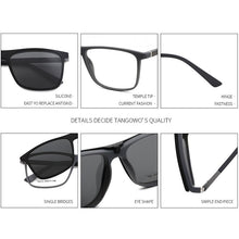 Load image into Gallery viewer, TANGOWO Vintage 2 In 1 Magnet Polarized Sunglasses Men Square Eyeglass Frame Clip on Optical Myopia Prescription Glasses T6213
