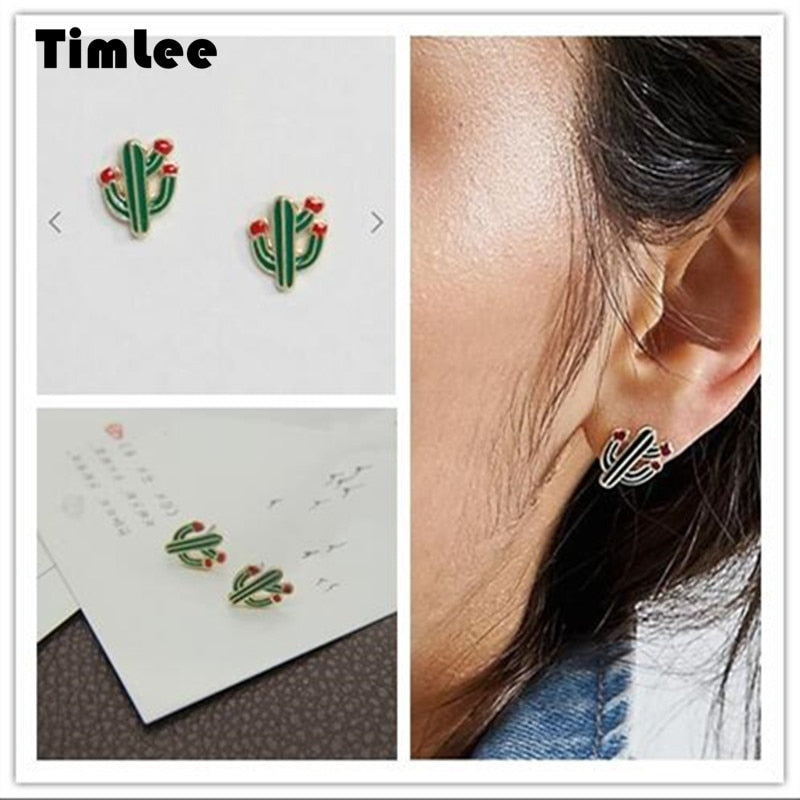 E080 Sweet Drops Of Oil Fashionable Cactus Exquisite Studs Earrings,Fashion Jewelry.
