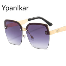 Load image into Gallery viewer, UV400 Retro Oversized Square Sun Glasses Metal Semi-rimless Sunglass Women Men Half Metal Frame Street Eyewear
