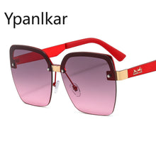 Load image into Gallery viewer, UV400 Retro Oversized Square Sun Glasses Metal Semi-rimless Sunglass Women Men Half Metal Frame Street Eyewear