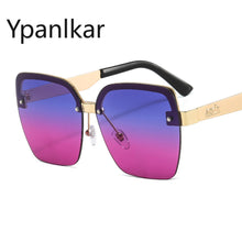 Load image into Gallery viewer, UV400 Retro Oversized Square Sun Glasses Metal Semi-rimless Sunglass Women Men Half Metal Frame Street Eyewear