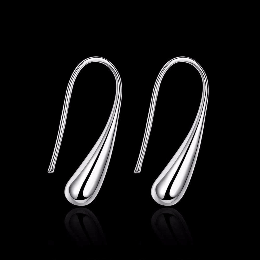 Unique 925 Pure silver water drop earrings prata brinco e004 gift box Free Fashion New Jewelry
