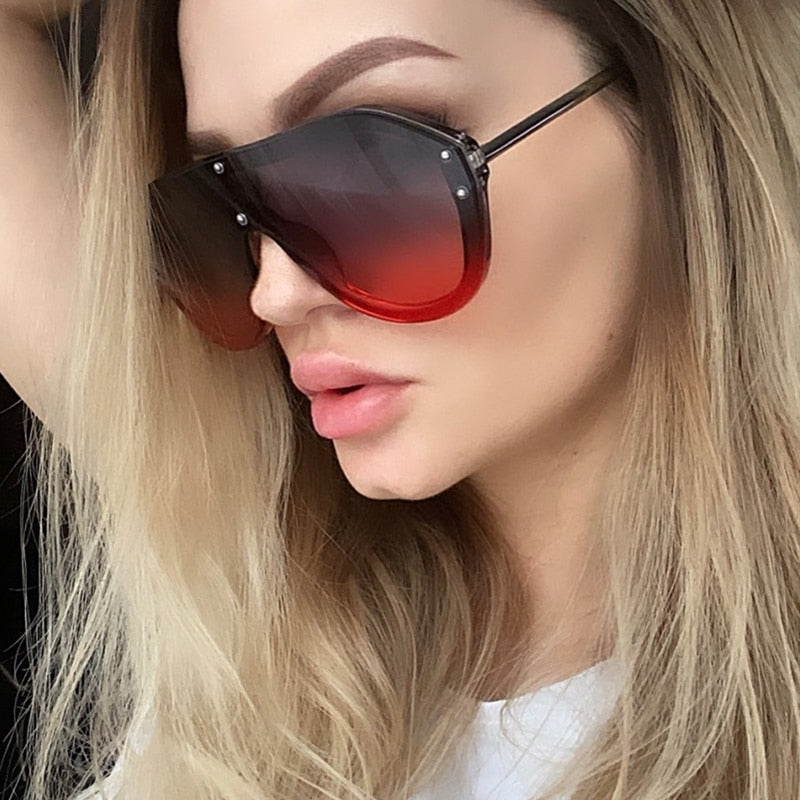 Vintage Pilot Oversized Sunglasses 2023 Women Men Big Frame Shade