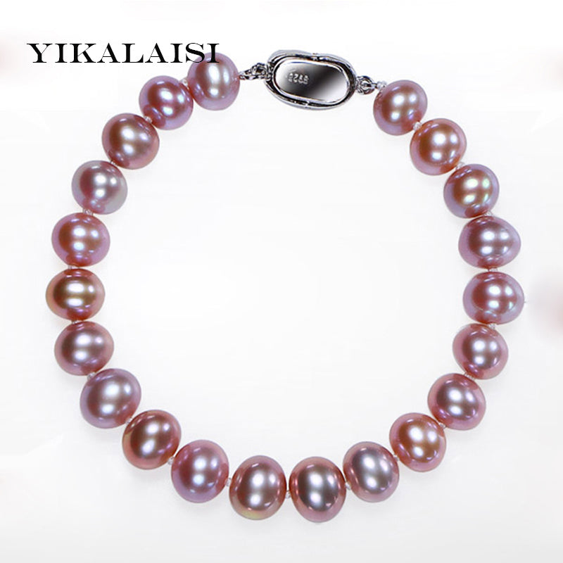 2017 new fashion Trendy 925 sterling silver jewelry 8-9 mm natural pearl bracelets 18cm pearl jewelry For Women