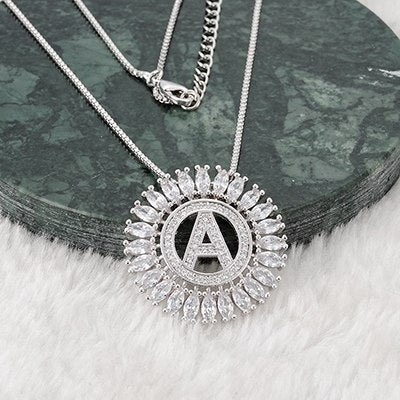 Fashion Design Gift Initials Letter Pendant Necklace Rare Trapezoidal Copper Cubic Zirconia High Quality Jewelry for Women