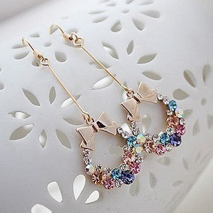 crystal earrings beautiful garlands bright bow tassels modified face earrings jewelry earringsear