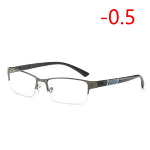 0 -0.5 -1 -1.5 -2 -2.5 To -6 Half Metal Frame Nearsighted Glasses Unisex Myopia Resin Clear Mirror Short-sighted Diopter Glasses