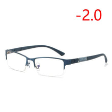 Load image into Gallery viewer, 0 -0.5 -1 -1.5 -2 -2.5 To -6 Half Metal Frame Nearsighted Glasses Unisex Myopia Resin Clear Mirror Short-sighted Diopter Glasses