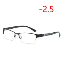 Load image into Gallery viewer, 0 -0.5 -1 -1.5 -2 -2.5 To -6 Half Metal Frame Nearsighted Glasses Unisex Myopia Resin Clear Mirror Short-sighted Diopter Glasses