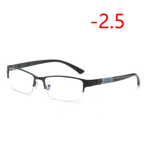 0 -0.5 -1 -1.5 -2 -2.5 To -6 Half Metal Frame Nearsighted Glasses Unisex Myopia Resin Clear Mirror Short-sighted Diopter Glasses