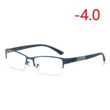 Load image into Gallery viewer, 0 -0.5 -1 -1.5 -2 -2.5 To -6 Half Metal Frame Nearsighted Glasses Unisex Myopia Resin Clear Mirror Short-sighted Diopter Glasses