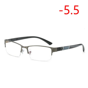 0 -0.5 -1 -1.5 -2 -2.5 To -6 Half Metal Frame Nearsighted Glasses Unisex Myopia Resin Clear Mirror Short-sighted Diopter Glasses