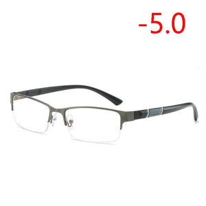 0 -0.5 -1 -1.5 -2 -2.5 To -6 Half Metal Frame Nearsighted Glasses Unisex Myopia Resin Clear Mirror Short-sighted Diopter Glasses