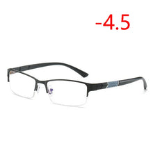 Load image into Gallery viewer, 0 -0.5 -1 -1.5 -2 -2.5 To -6 Half Metal Frame Nearsighted Glasses Unisex Myopia Resin Clear Mirror Short-sighted Diopter Glasses