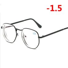 Carica l&#39;immagine nel visualizzatore di Gallery, 0 -1.0 -1.5 -2.0 A -6 Poligono Occhiali Miopia Finiti Donna Uomo Retro Studente Diottrie Occhiali Da Vista Nero/Montatura Oro