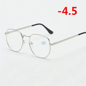 0 -1.0 -1.5 -2.0 A -6 Poligono Occhiali Miopia Finiti Donna Uomo Retro Studente Diottrie Occhiali Da Vista Nero/Montatura Oro