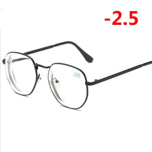 Carica l&#39;immagine nel visualizzatore di Gallery, 0 -1.0 -1.5 -2.0 A -6 Poligono Occhiali Miopia Finiti Donna Uomo Retro Studente Diottrie Occhiali Da Vista Nero/Montatura Oro