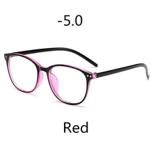 Carica l&#39;immagine nel visualizzatore di Gallery, 0 -1 -1.5 -2 -2.5 -3 -3.5 -4 -4.5 -5.0 -5.5 -6.0 Classic Rivets Myopia Glasses With Degree Women Men Black Glasses Frame