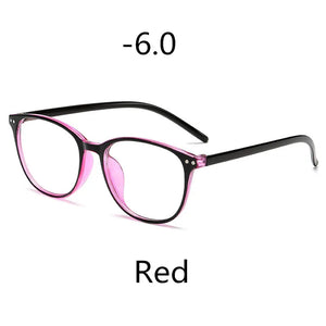 0 -1 -1.5 -2 -2.5 -3 -3.5 -4 -4.5 -5.0 -5.5 -6.0 Classic Rivets Myopia Glasses With Degree Women Men Black Glasses Frame