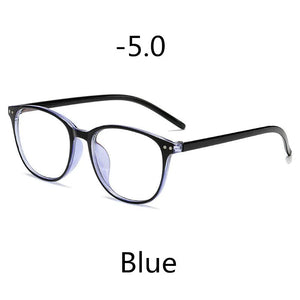 0 -1 -1.5 -2 -2.5 -3 -3.5 -4 -4.5 -5.0 -5.5 -6.0 Classic Rivets Myopia Glasses With Degree Women Men Black Glasses Frame