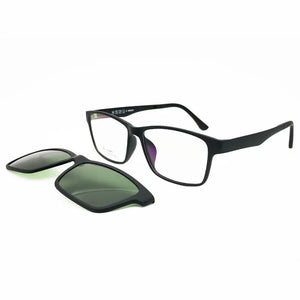 ULTEM rectangle optical myopia Hyperopia eyeglasses frame with megnatic clip on removable polarized sunglasses for men